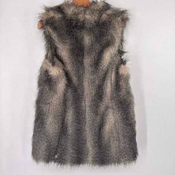 Banana Republic Womens Faux Fur Vest Gray size medium M lined pockets - Picture 13 of 13